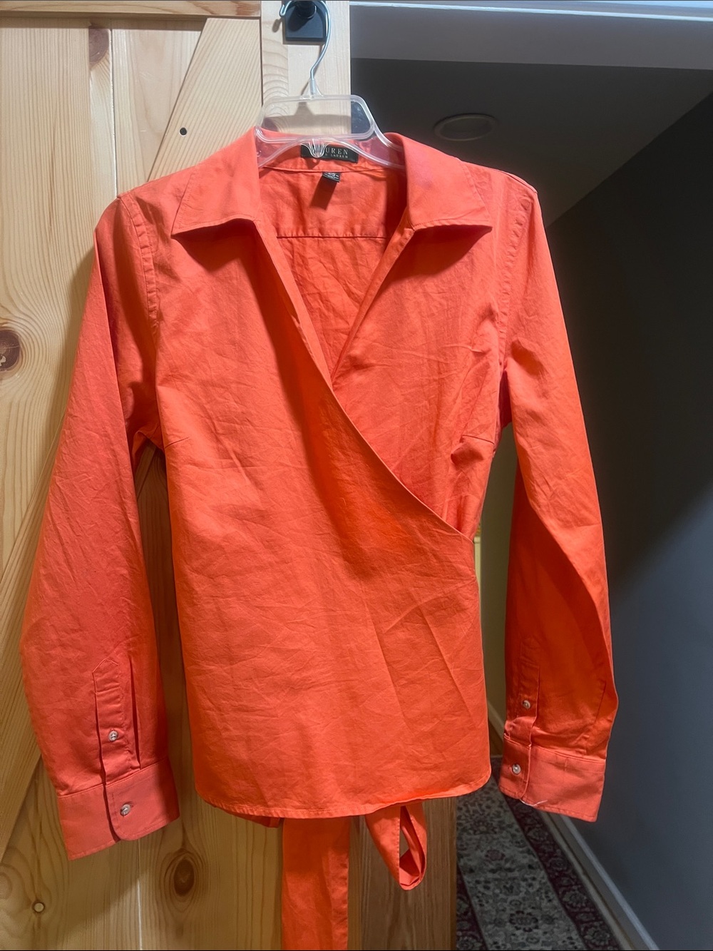 Ralph Lauren Orange Wrap-Front
ladies top size large